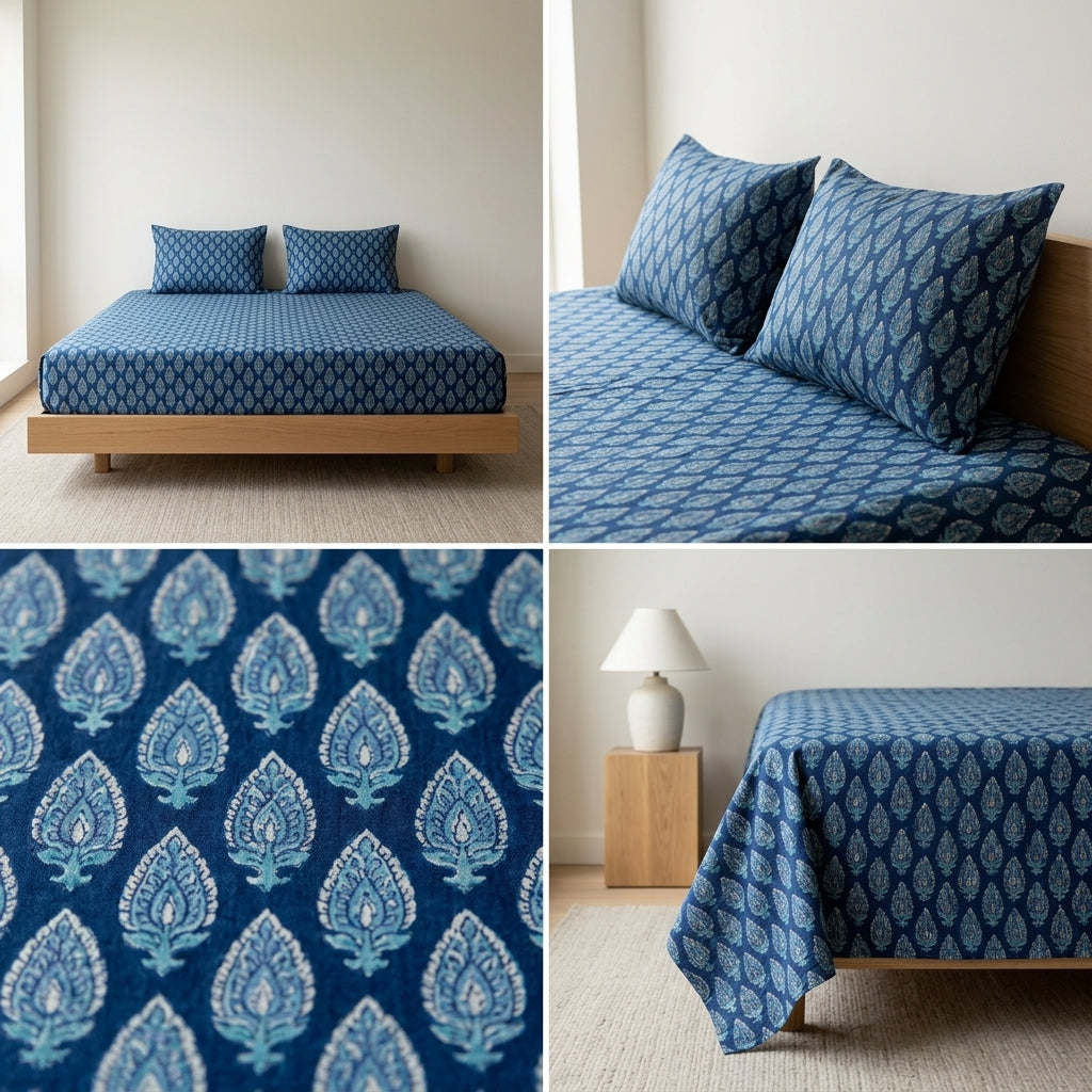 5 Piece Pure Cotton Reversible Quilted Bedcover