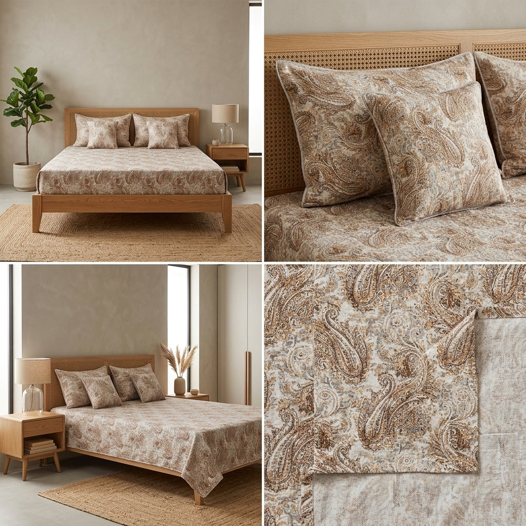 5 Piece Pure Cotton Reversible Quilted Bedcover