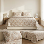 5 Piece Pure Cotton Reversible Quilted Bedcover