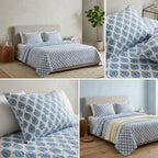 5 Piece Pure Cotton Reversible Quilted Bedcover