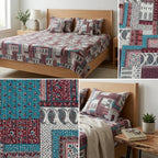 5 Piece Pure Cotton Reversible Quilted Bedcover