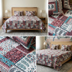 5 Piece Pure Cotton Reversible Quilted Bedcover