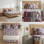 5 Piece Pure Cotton Reversible Quilted Bedcover