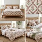 5 Piece Pure Cotton Reversible Quilted Bedcover