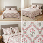 5 Piece Pure Cotton Reversible Quilted Bedcover Product Code :- 55B315RKEH