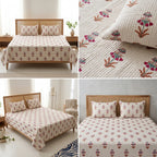 5 Piece Pure Cotton Reversible Quilted Bedcover