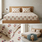 5 Piece Pure Cotton Reversible Quilted Bedcover