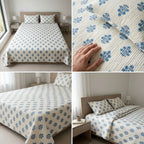 5 Piece Pure Cotton Reversible Quilted Bedcover