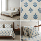 5 Piece Pure Cotton Reversible Quilted Bedcover