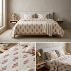 5 Piece Pure Cotton Reversible Quilted Bedcover