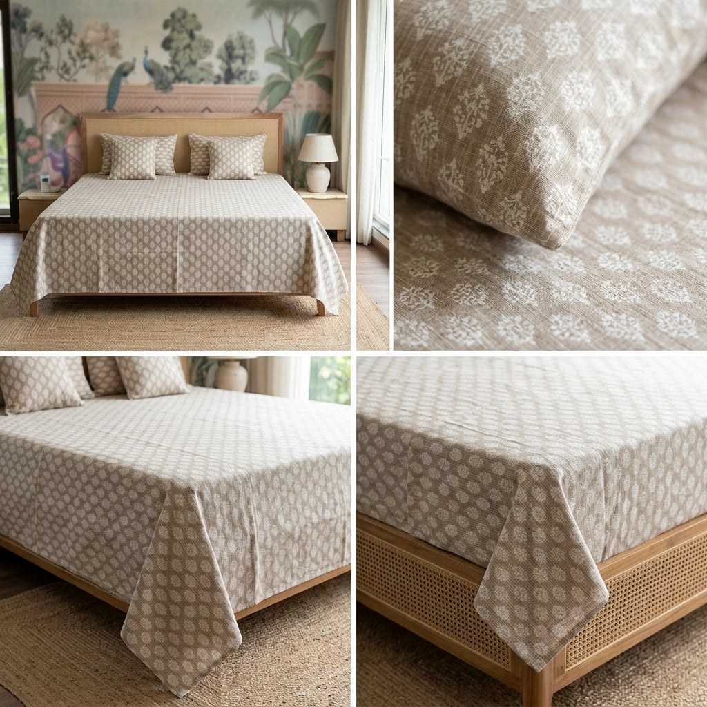 5 Piece Pure Cotton Reversible Quilted Bedcover