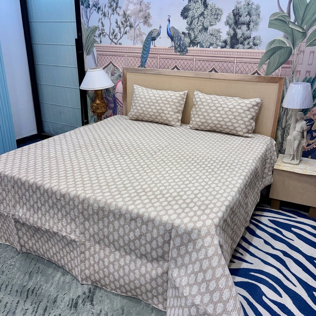 5 Piece Pure Cotton Reversible Quilted Bedcover