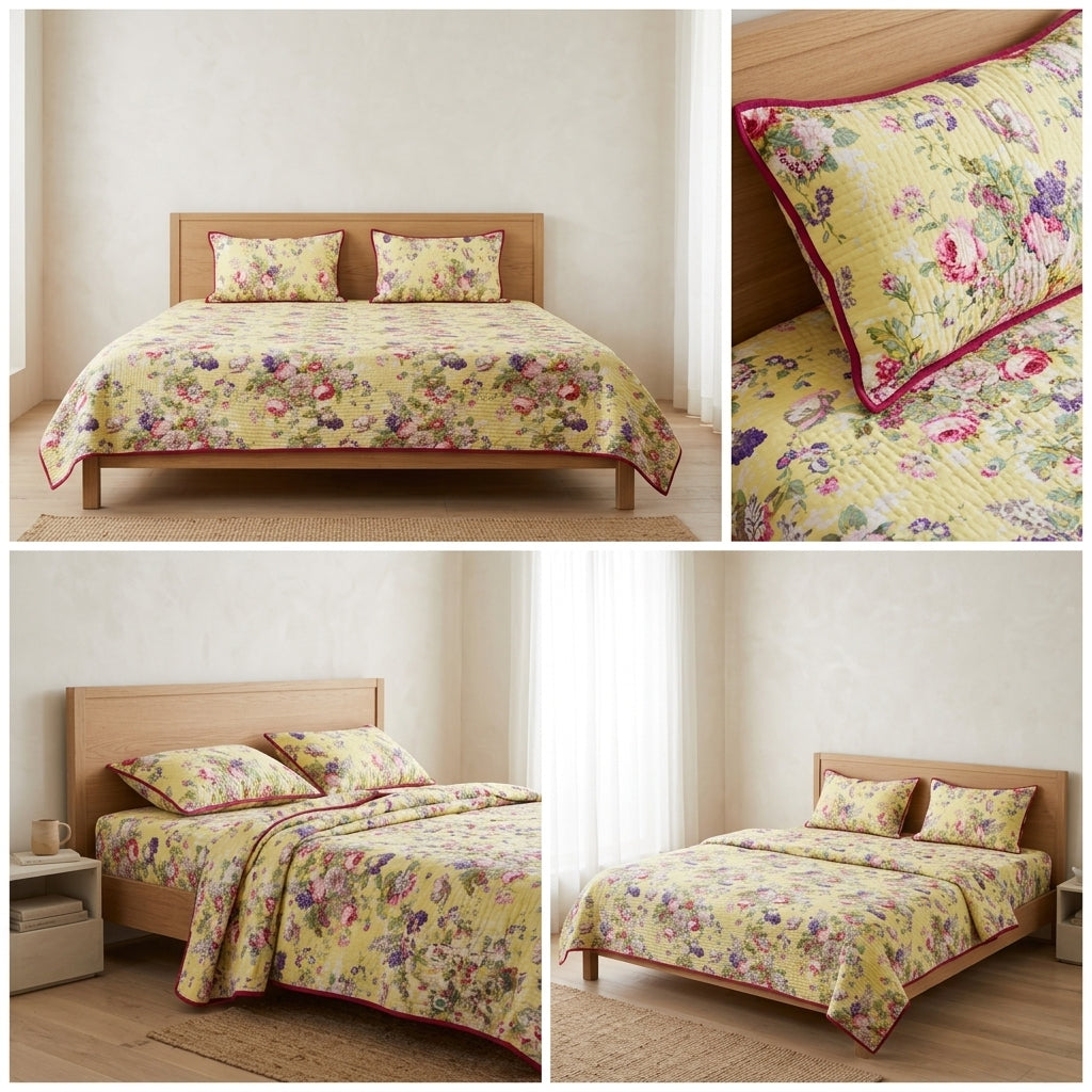 Victorian Reversible Quilted Bedcover – Inspired by Classic British Designs