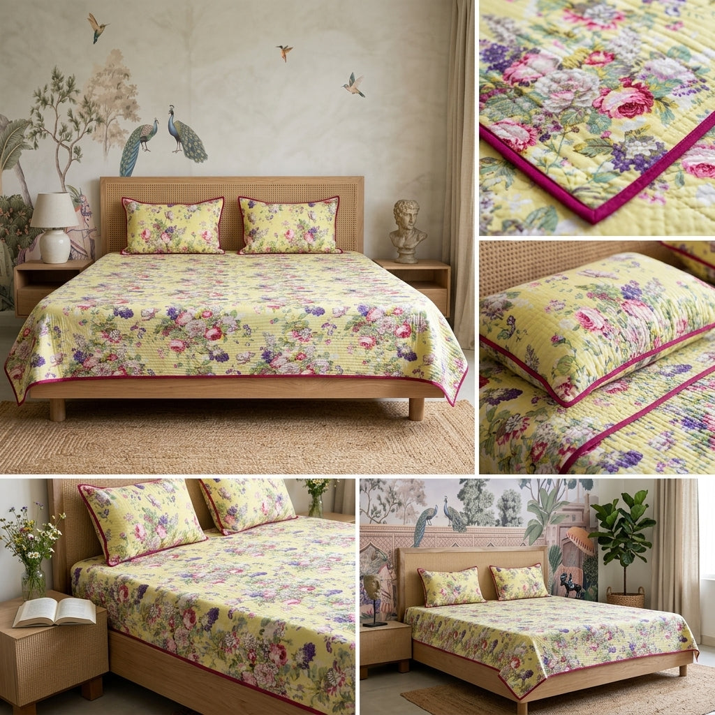 Victorian Reversible Quilted Bedcover – Inspired by Classic British Designs
