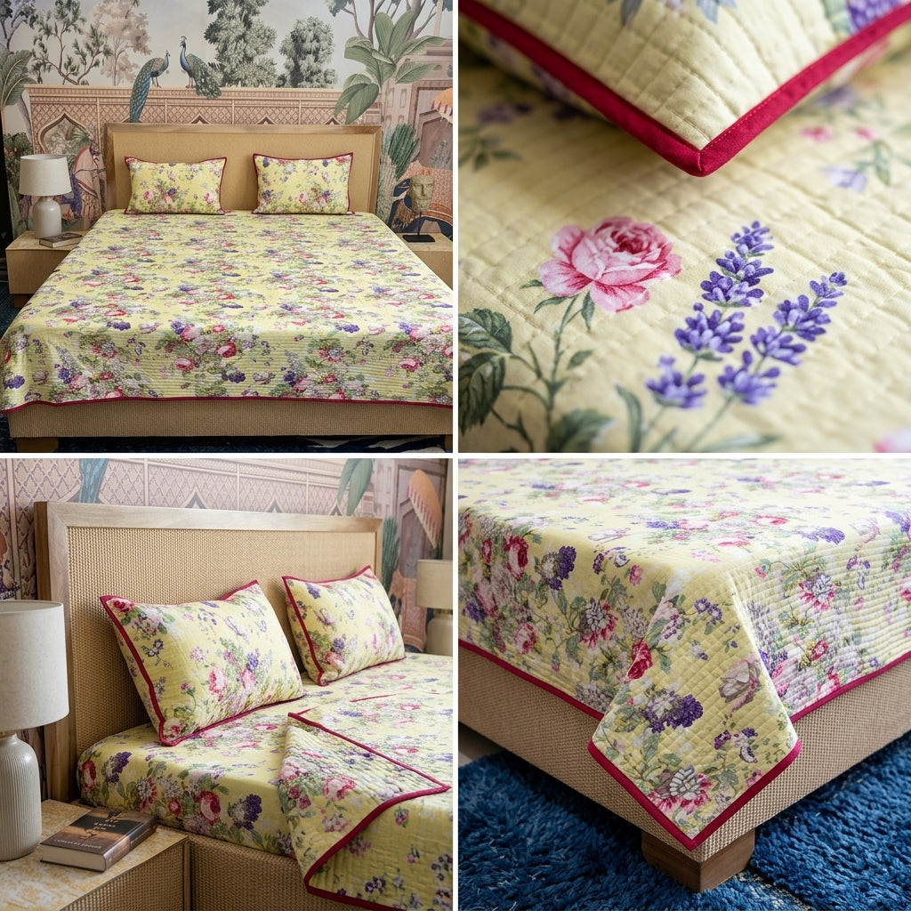 Victorian Reversible Quilted Bedcover – Inspired by Classic British Designs