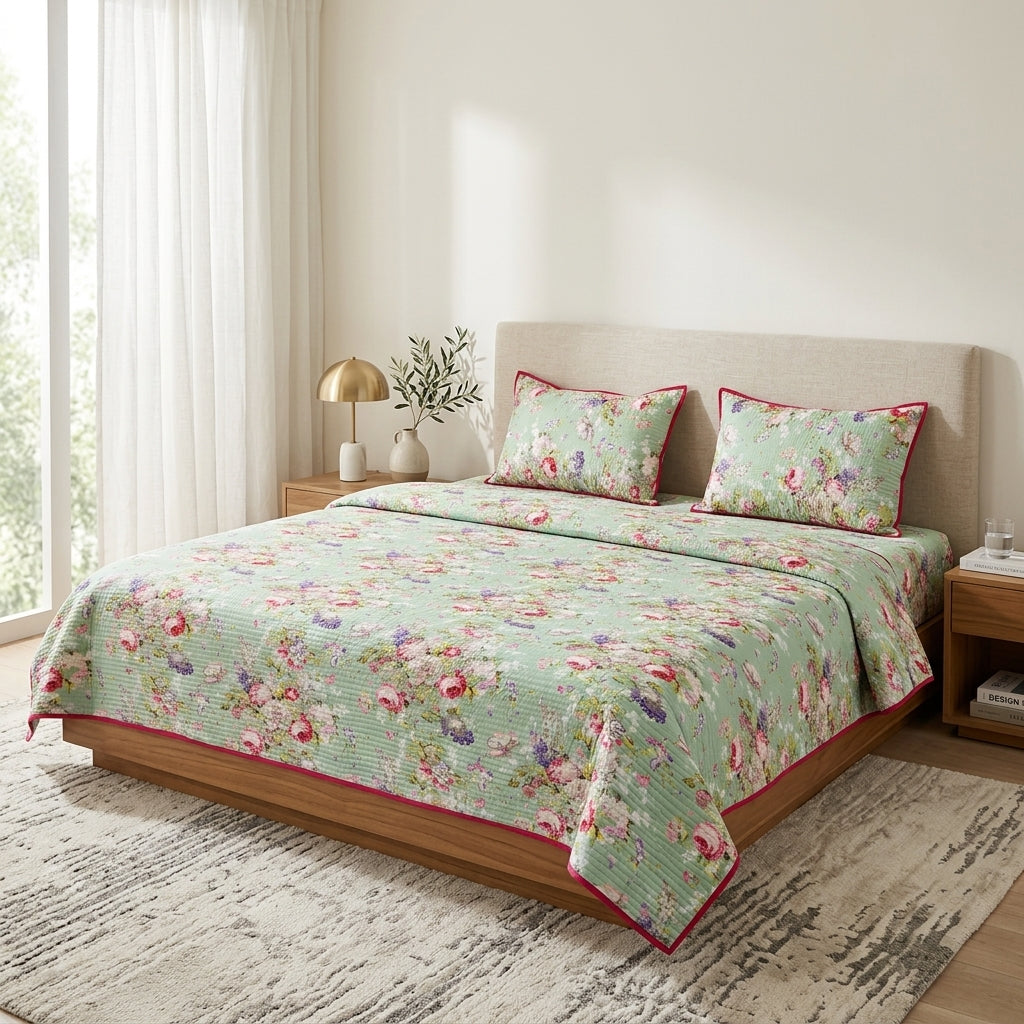 Victorian Reversible Quilted Bedcover – Inspired by Classic British Designs