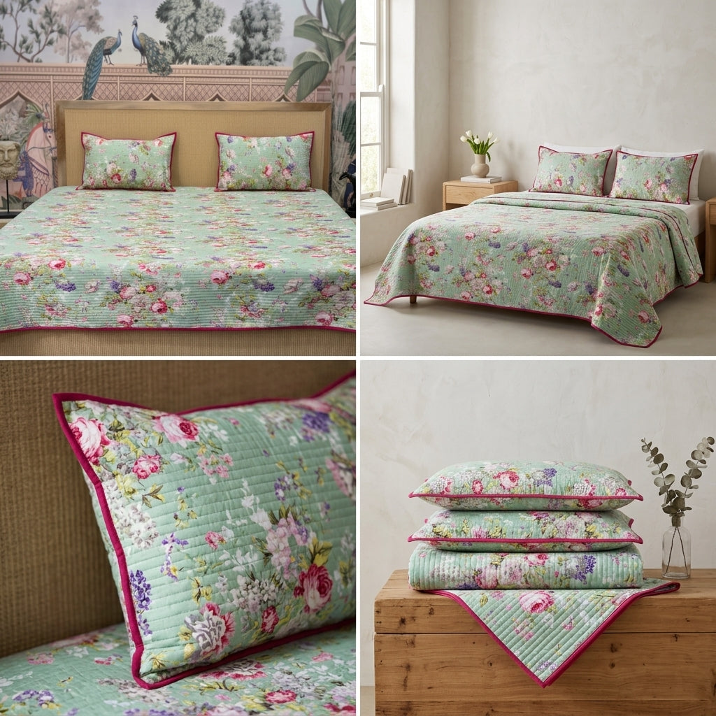 Victorian Reversible Quilted Bedcover – Inspired by Classic British Designs