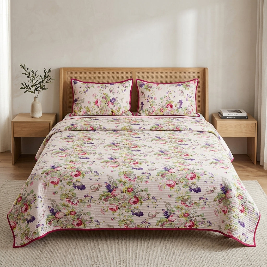 Victorian Reversible Quilted Bedcover – Inspired by Classic British Designs