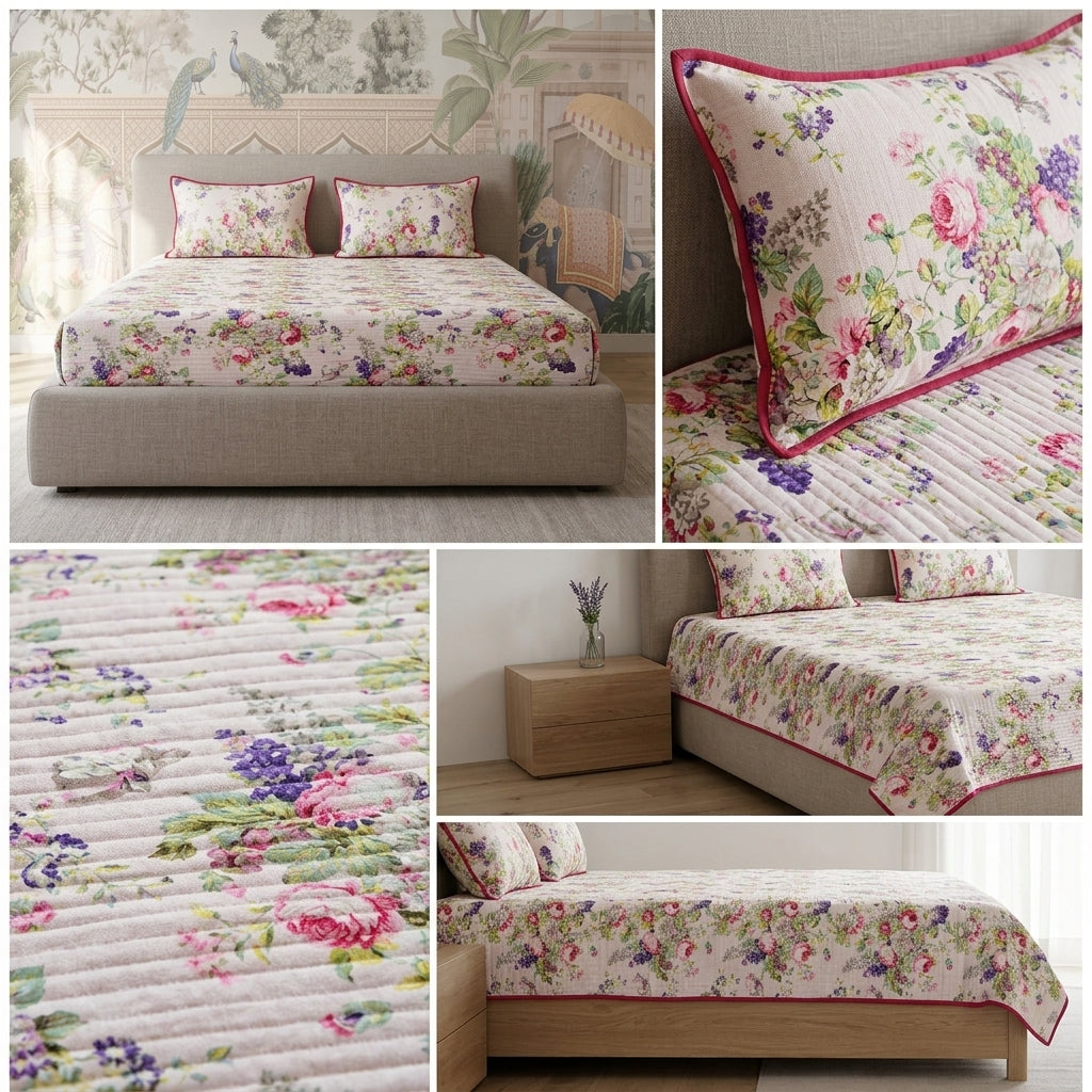 Victorian Reversible Quilted Bedcover – Inspired by Classic British Designs