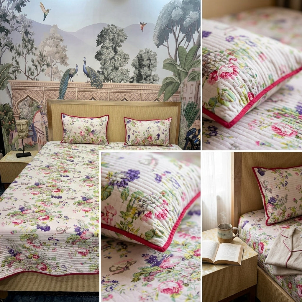 Victorian Reversible Quilted Bedcover – Inspired by Classic British Designs