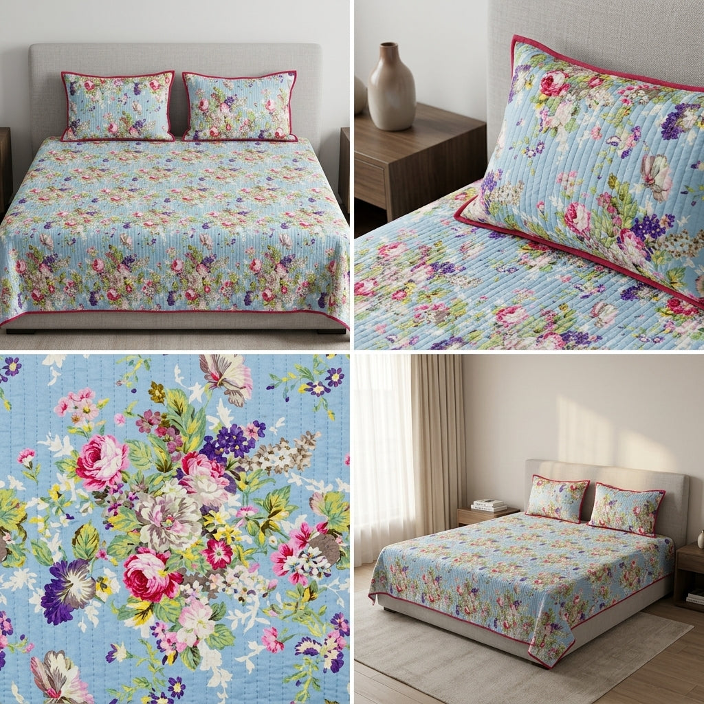 Victorian Reversible Quilted Bedcover – Inspired by Classic British Designs