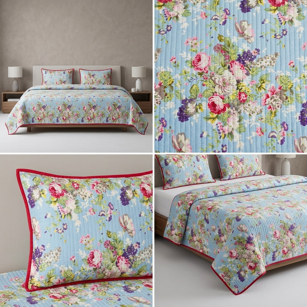 Victorian Reversible Quilted Bedcover – Inspired by Classic British Designs