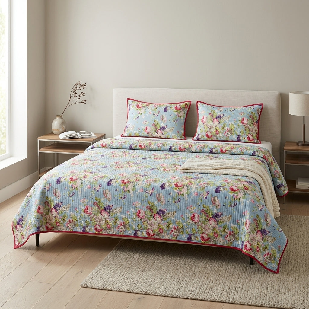 Victorian Reversible Quilted Bedcover – Inspired by Classic British Designs