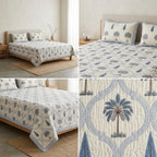 HANDBLOCK PERCALE COTTON QUILTED BEDCOVERS