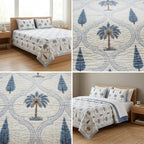 HANDBLOCK PERCALE COTTON QUILTED BEDCOVERS