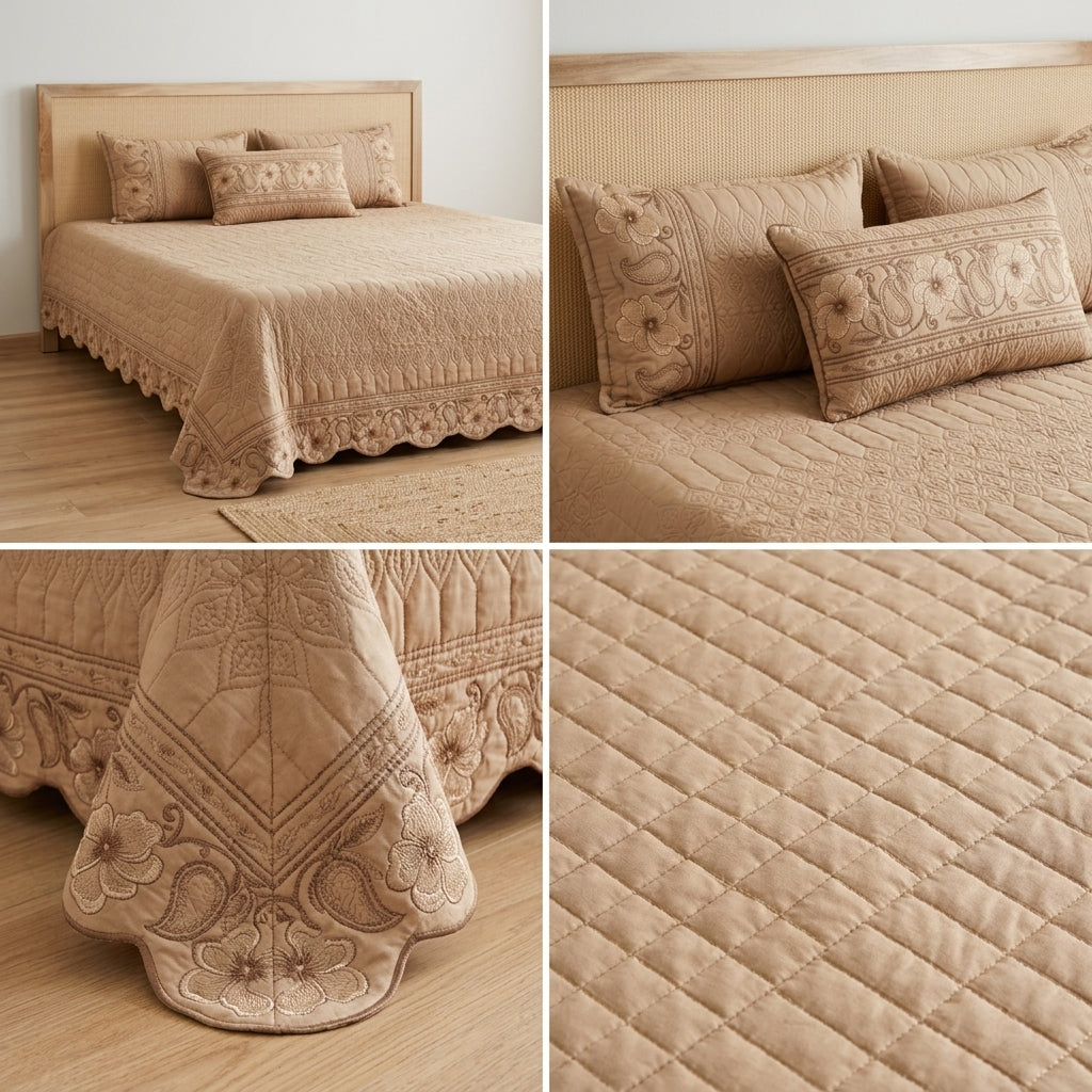 Embroidered 4-Piece Luxury Bedcover Set