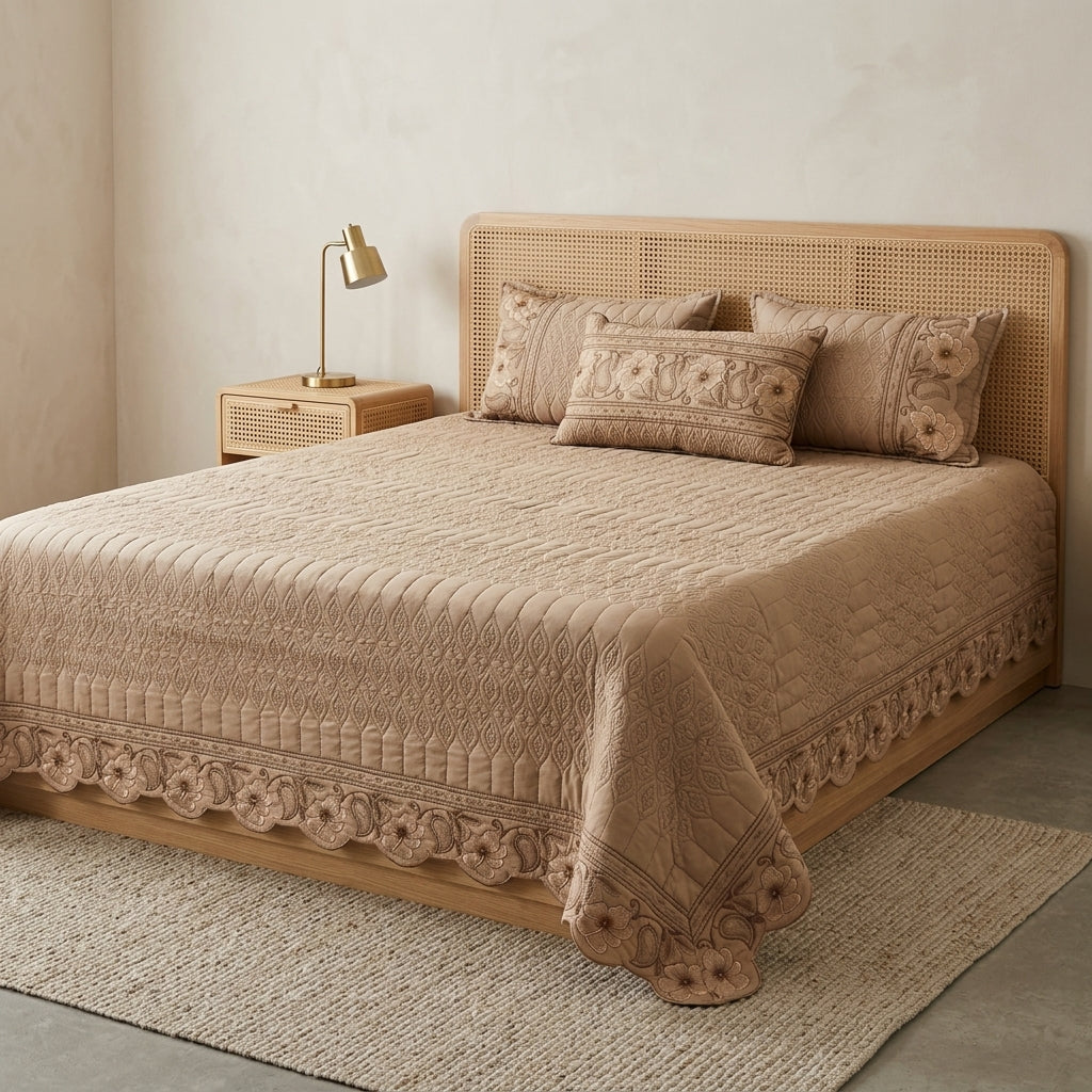 Embroidered 4-Piece Luxury Bedcover Set