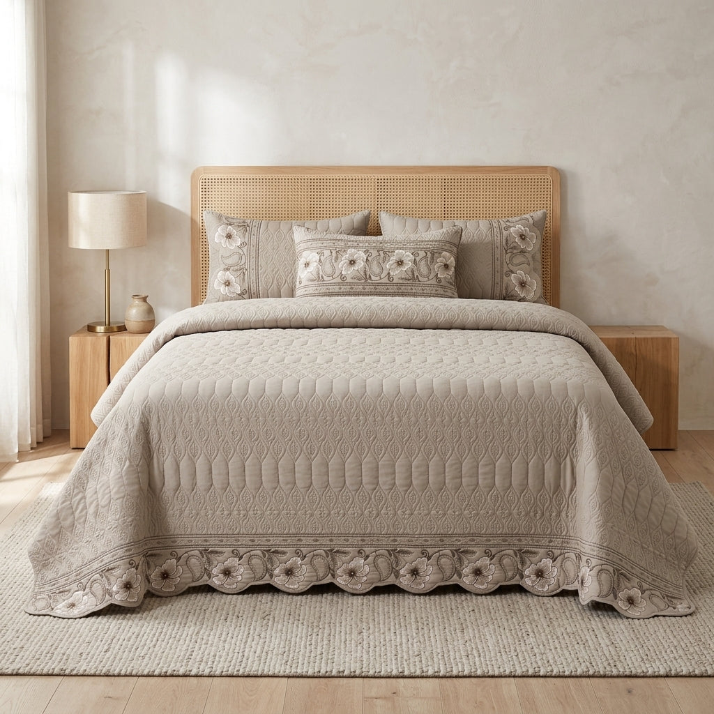 Embroidered 4-Piece Luxury Bedcover Set