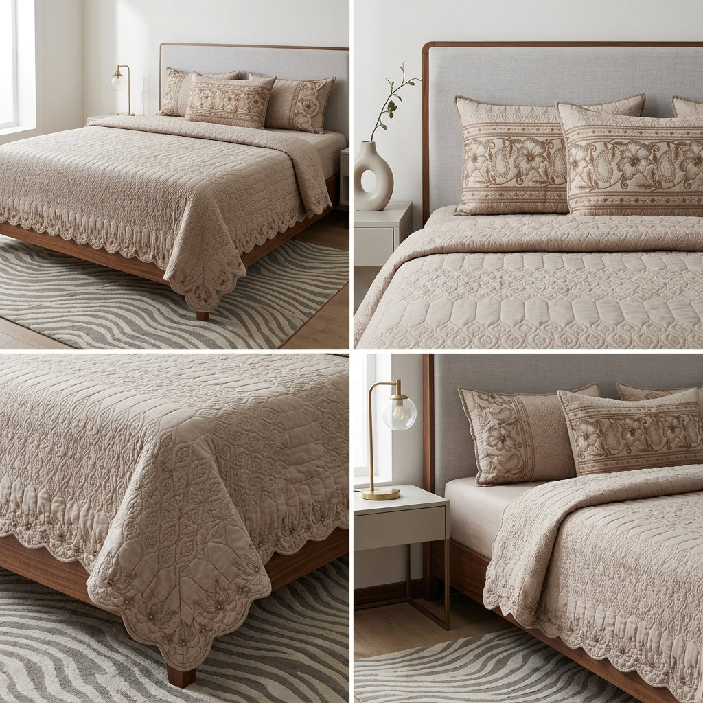 Embroidered 4-Piece Luxury Bedcover Set