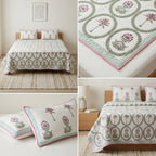 HANDBLOCK PERCALE COTTON QUILTED BEDCOVERS