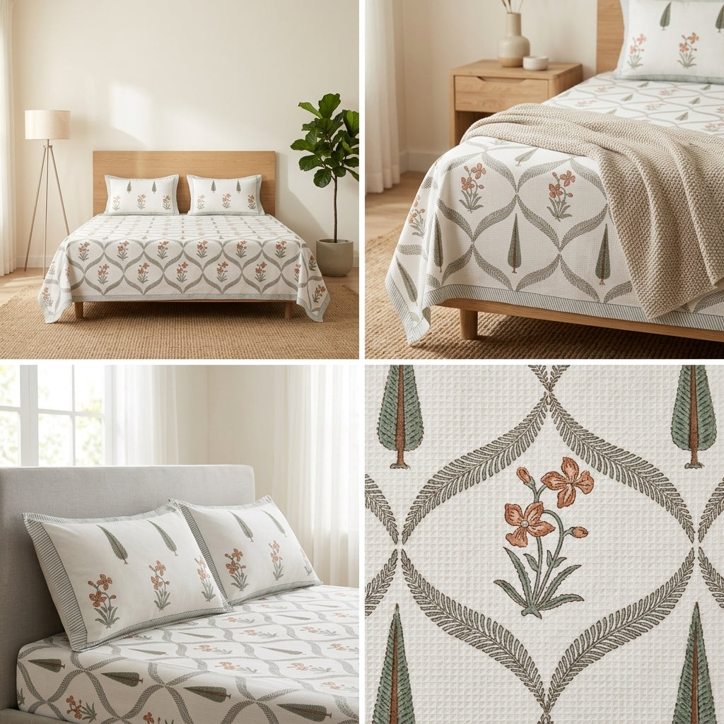 Premium Waffle Bedcover – Skin-Friendly &amp; Breathable Comfort