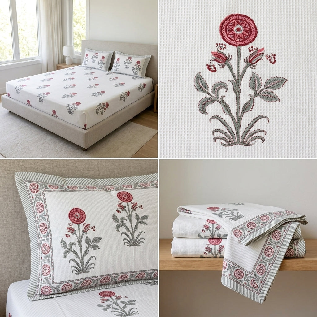 Premium Waffle Bedcover – Skin-Friendly &amp; Breathable Comfort