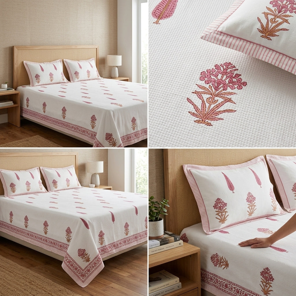 Premium Waffle Bedcover – Skin-Friendly &amp; Breathable Comfort