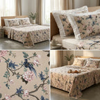 Floral King Size Bedsheet with Designer Lace Pillow Covers (108 x 108 Inches) Product Code:- 55B1150RKEH