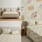 Waffle Block Print Slub Cotton Bedcovers (108 * 108)