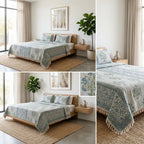Waffle Block Print Slub Cotton Bedcovers (108 * 108)