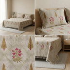 Waffle Block Print Slub Cotton Bedcovers (108 * 108)