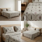 Waffle Block Print Slub Cotton Bedcovers (108 * 108)