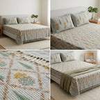 Waffle Block Print Slub Cotton Bedcovers (108 * 108)