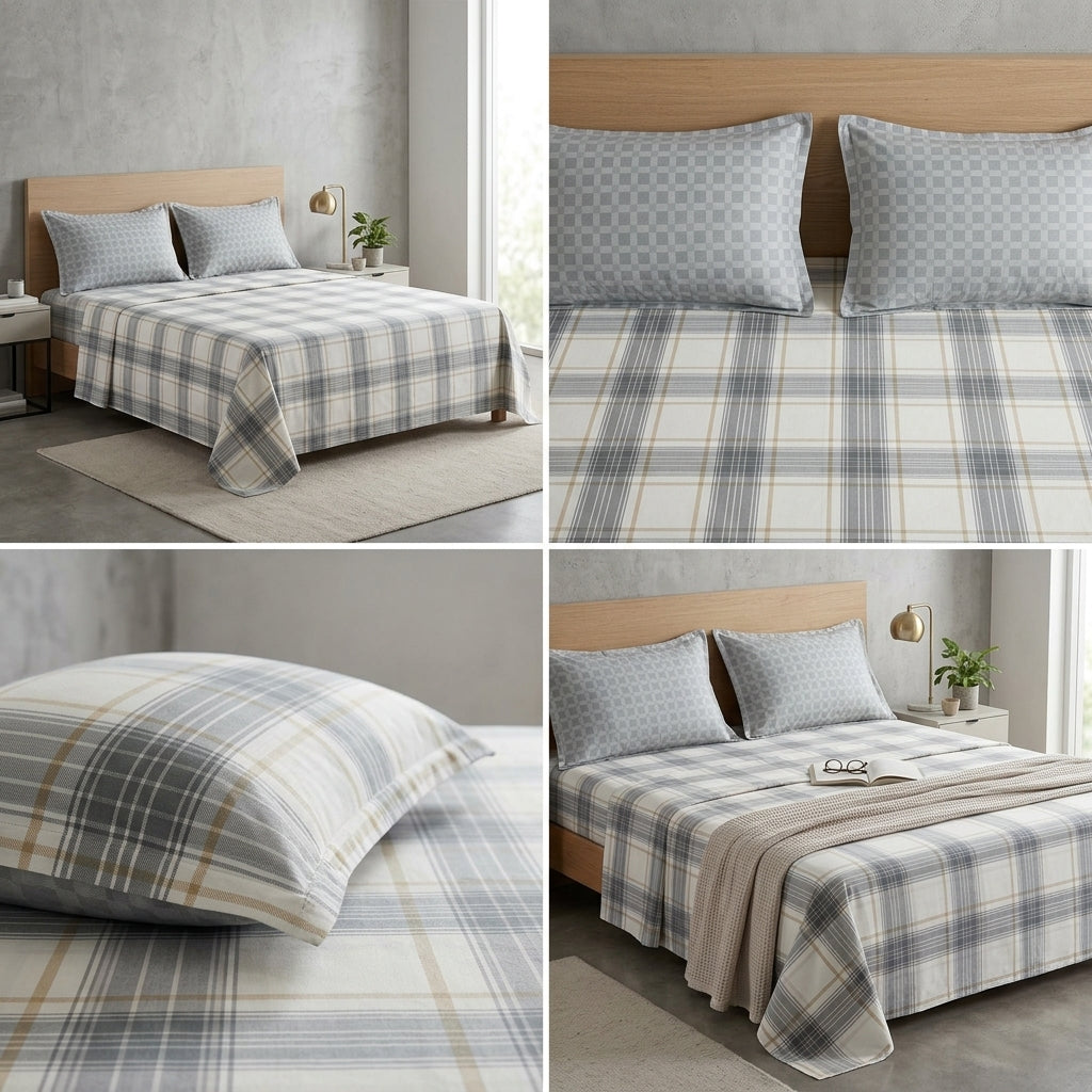 100% Pure Cotton Super King Size Bedsheet with 2 Pillow Covers – Premium Luxury Stripe Design (108 x 108 Inches)