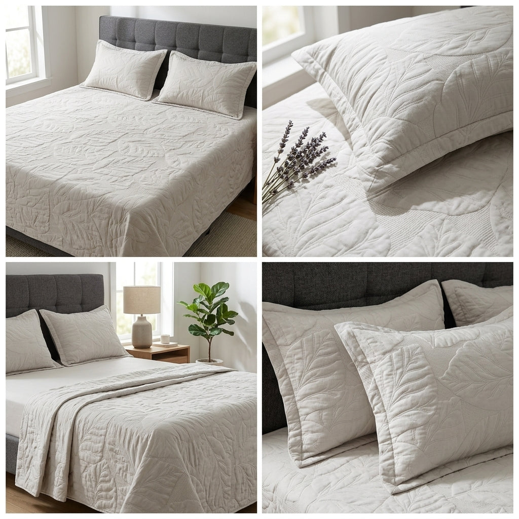 Embossed Quilted Bedcover Set – 3 Piece (King Size 100 × 108 Inches)