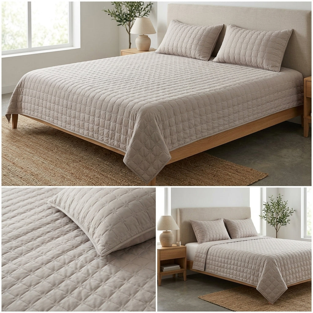 Premium Quilted Bedcover Set – 3 Piece (King Size 100 × 108 Inches)