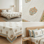 HANDBLOCK PERCALE COTTON QUILTED BEDCOVERS