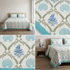 HANDBLOCK PERCALE COTTON QUILTED BEDCOVERS
