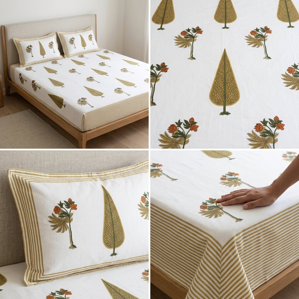 Percale Cotton 350 Thread Count Bedsheet Set – Super King Size (109 x 109 inches)