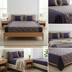 Kolkatta Premium King Size Bedsheet – Dual Motif Prints (108 x 108 inches)